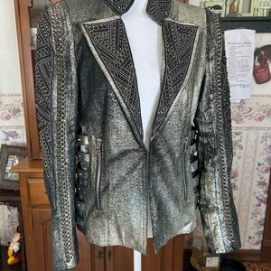 Kippys Metallic Silver and Black Studded Blazer size Medium